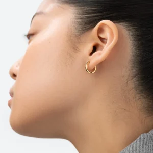 BRUNA The Label Lumière Onyx Hoops^ Creolen